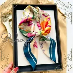 【新品未使用】ル・プランタンスカーフ　ラベンダーホワイト　花柄　UV　母の日