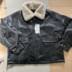 新品タグ付　GRL フェイクレザー　ジャケット　黒　ファーティペット付　F