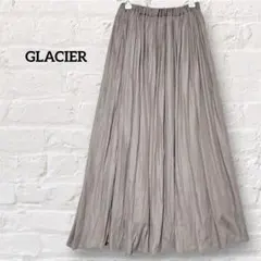 グラシア GLACIER プリーツロングスカート M ウエストゴム グレージュ