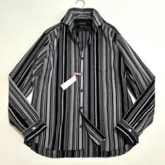 美品☆ニコルクラブ 長袖 シャツ ストライプ 襟ワイヤー XL クリーニング済み