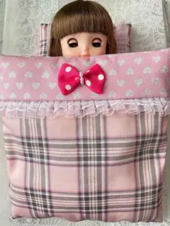 メルちゃん ソランちゃん ネネちゃん 布団 セット チェック ピンク ②
