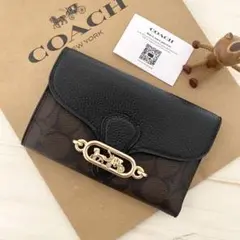 ★新品　COACH　コーチ 折り財布　ブラック 3つ折り財布