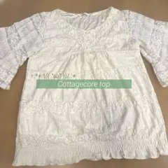 レース 半袖ブラウス ホワイト