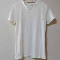 Vネックリブ半袖Tシャツ/アイボリー