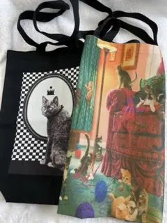 美品　猫柄エコバック　2枚set