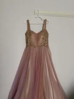 ビーズ刺繍 ピンク Aラインドレス　演奏会用ドレス