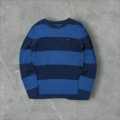 00s ボーダー サーマル メンズM ワッフル 長袖Tシャツ y2kのサムネイル