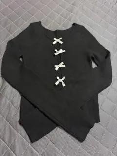 GRL 前後2WAY黒トップス リボン付きデザイン Sサイズ