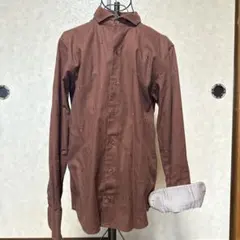アダムエロペ　ブラウン刺繍コットンシャツ 42のサムネイル