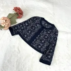 【美品】Beprise 花柄レースボレロ ネイビー 七分袖 上品 フォーマル