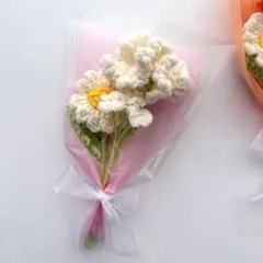 枯れない花　母の日　毛糸の花束　ブーケ　カーネーション　編み物　ハンドメイド