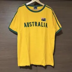 オーストラリア 刺繍ロゴ リンガーTシャツ XL 国旗 ワッペン