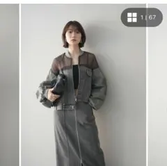 新品❣️異素材デニムブルゾン デニムコンビネーションブルゾン lumier