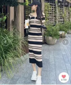 【ZOZO限定】ビックカラーハーフZIP長袖タイトワンピース