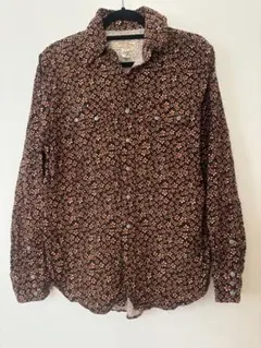 小花柄コーデュロイシャツ Lサイズ スナップボタン