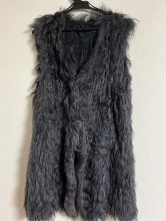 ZARA WOMAN グレー ファー ロングベスト