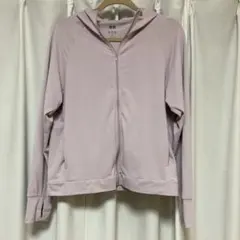 美品　エアリズムUVカット　メッシュパーカ　　　　長袖　ピンク フード付き　XL