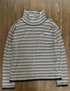 バーバリーブラックレーベル タートルネック 綿ニット ホースロゴ ボーダー L