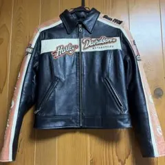 Harley-Davidson フレイム 炎 ライダースジャケット レザー 本革 Harley-Davidson フレイム 炎 ライダースジャケット レザー 本革