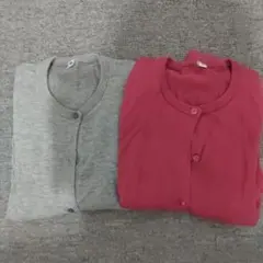 ユニクロ　カーディガンセット　グレーピンク　140