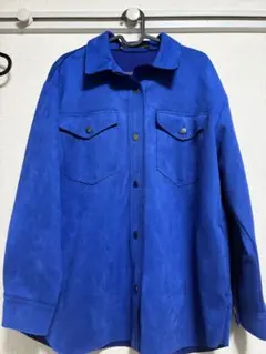 ZARA ザラ　フェイクスウェードシャツ　ジャケット　ブルー　青　海外系