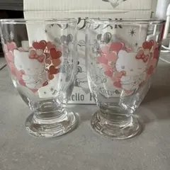 Hello Kitty ハート柄 ガラスコップ 2個セット