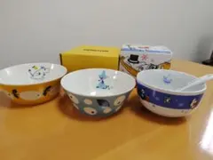 未使用☆ムーミン　陶器サラダボウル2点　スープボウルとスプーンのセット