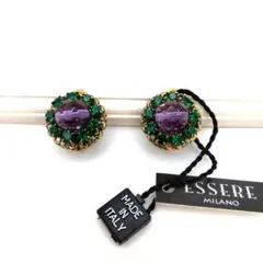 新品/未使用 イタリア製 スワロフスキーラインストーン＆チェコガラス イヤリング