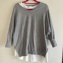 ikka グレー レイヤード 長袖 M