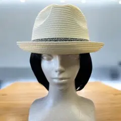 ハット 小つば 洗濯可能 アイボリー ストライプ模様 メンズもレディースもOK