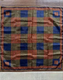 セールチェック柄スカーフレトロ　アンティーク新品　　サテン昭和　ドット60年代