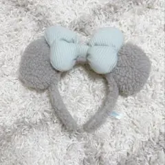 ミニーカチューシャ 水色リボン　ボア