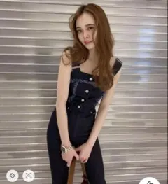 美品✨EMODA エモダ ビスチェ フレア デニム サロペット