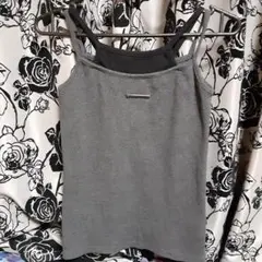 グレー +ブラック　重ね着風 キャミソール　Mサイズ