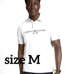 TOMMY HILFIGER ポロシャツ ホワイトロゴマーク 刺繍 Mサイズ