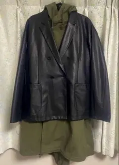 90s ミリタリーコート レザーコートセット y2k グランジ archive