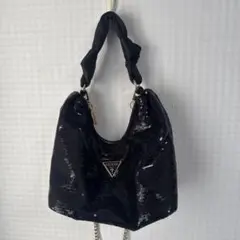 GUESS ブラックスパンコール　ハンドバッグ