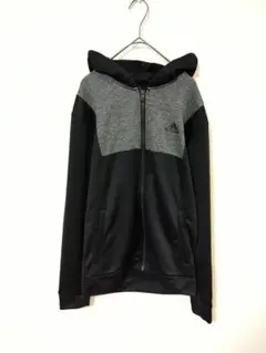 アディダス　フーディー　メンズL　黒色　グレー色　バイカラー　フルジップアップ