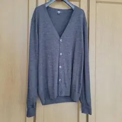 ✨美品✨ユニクロ　ダークグレー Vネック カーディガン　Lサイズ