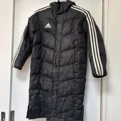 adidas ブラック パデッドコート フード付き150センチ