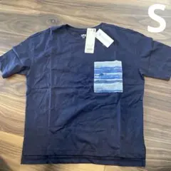 ユニクロ　スカンジナビアンパターングラフィックT ネイビーブルー　S 綿100%
