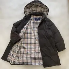 XL相当　バーバリーロンドン　ロングダウンコート　ノバチェック　フード着脱　13