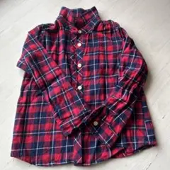 130サイズ 赤・紺 チェック柄 シャツ