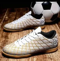 フットサルシューズ 白 銀色 21.5
