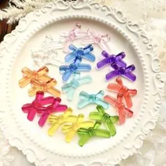 アクリル リボン ビーズ ミックスカラー 2個ずつ 20個セット