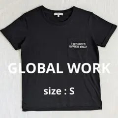 GLOBAL WORK ロゴ刺繍 ポケット Tシャツ ブラック Sのサムネイル