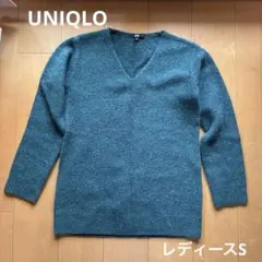 UNIQLO Vネックニット長袖 グリーン