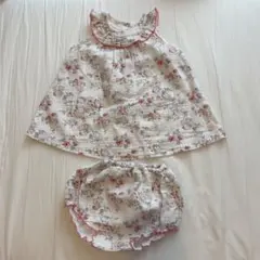 ◯プチバトー◯ 花柄フリル襟チュニックとブルマ 12m 74cm