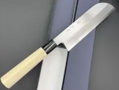 ☆新品送料込☆白鋼鎌薄刃包丁180mm六寸右片刃和包丁ムキモノ化粧箱入