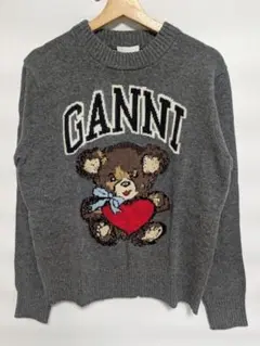 GANNI ガニー ベアー テディベア柄 セーター 長袖 グレー Sのサムネイル